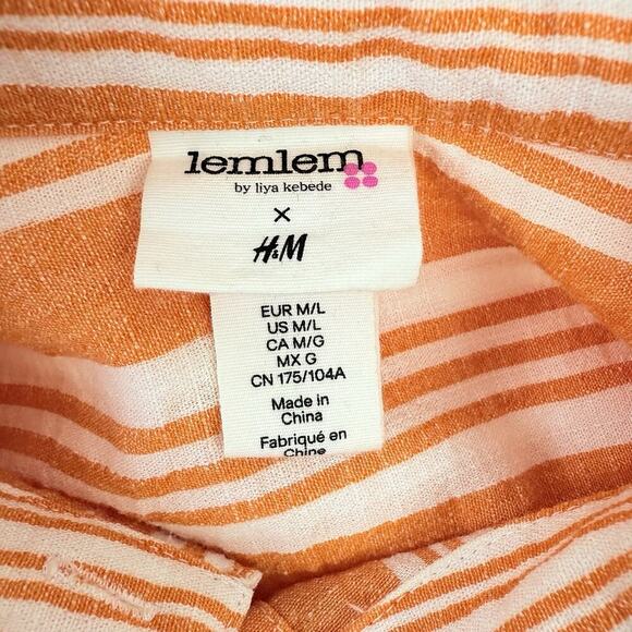 Lemlem x H&M Tunic Oversized Kaftan Shirt Dress Size M/L Striped Orange Beach - Picture 12 of 16